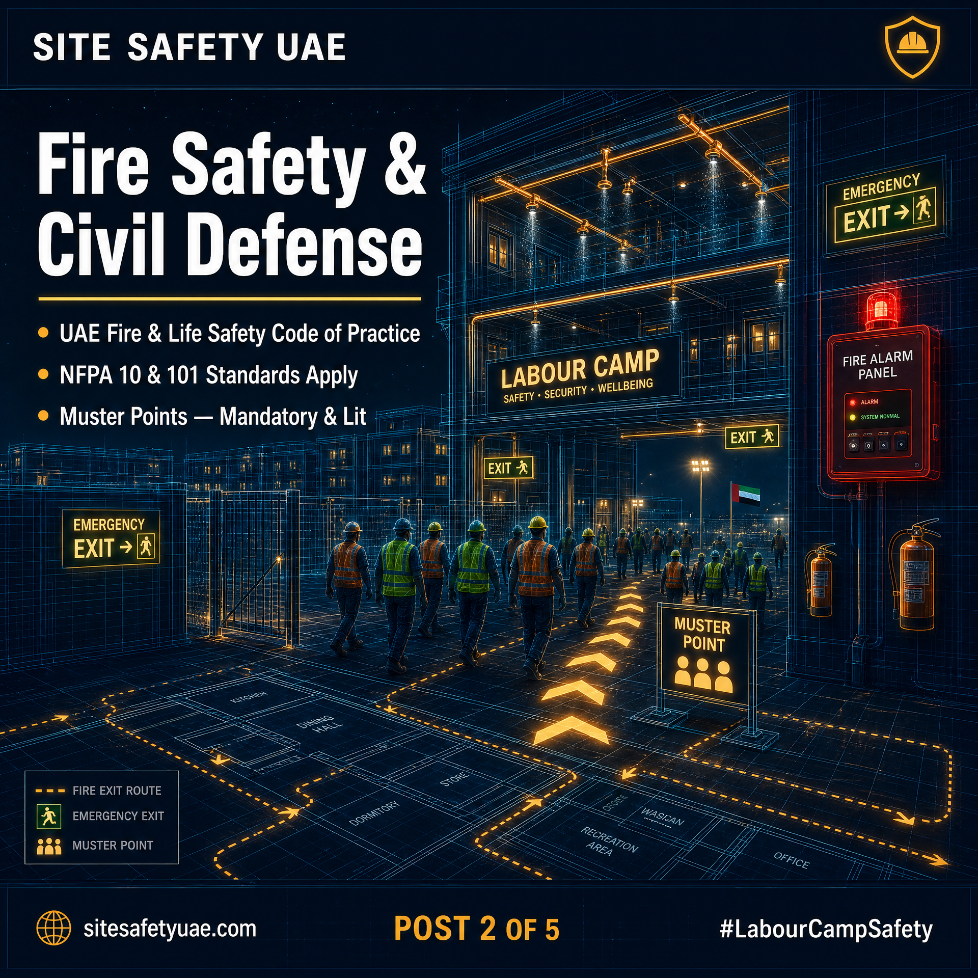 LinkedIn graphic for part 2: Fire Safety & Civil Defense